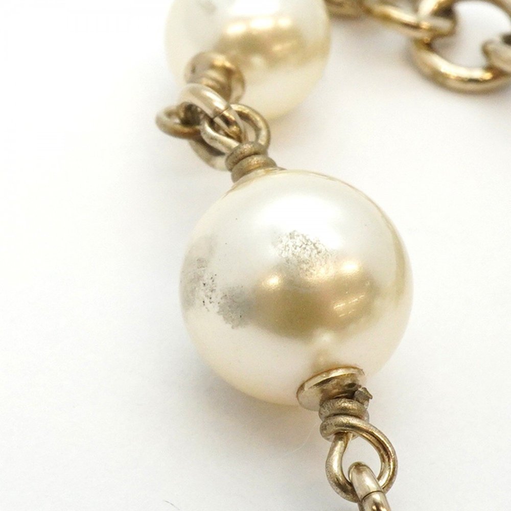Chanel Coco Mark Matelasse Bracelet with GP Plating and Faux Pearls in Champa... - Picture 8 of 8